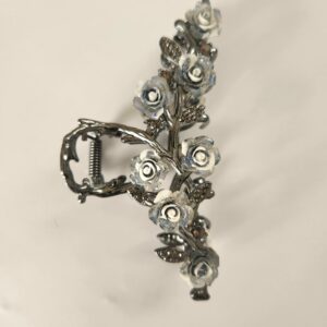 HC005 Blue/Gray Roses Claw Hair Accessory