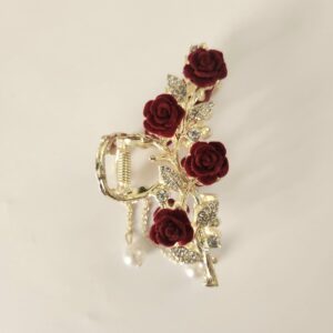 HC007 Red Roses Claw Hair Accessory