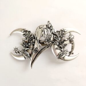 HP003 Bird Skull w/Crescent Moons Hair Clip