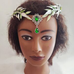 FC018 Fantasy Gray and Green Leaf Crown