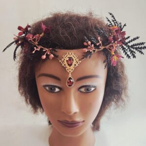 FC020 Fantasy Burgundy Flowers and Berries Crown