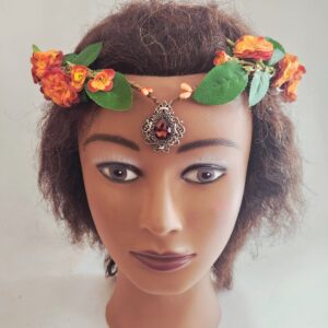 FC021 Fantasy Orange and Gold Flowers Crown