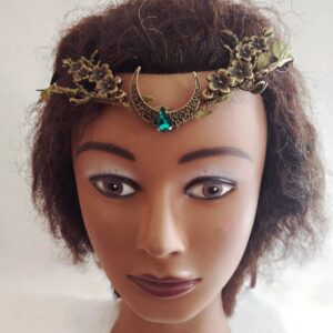FC023 Fantasy Crescent Moon with Metal Flowers Crown
